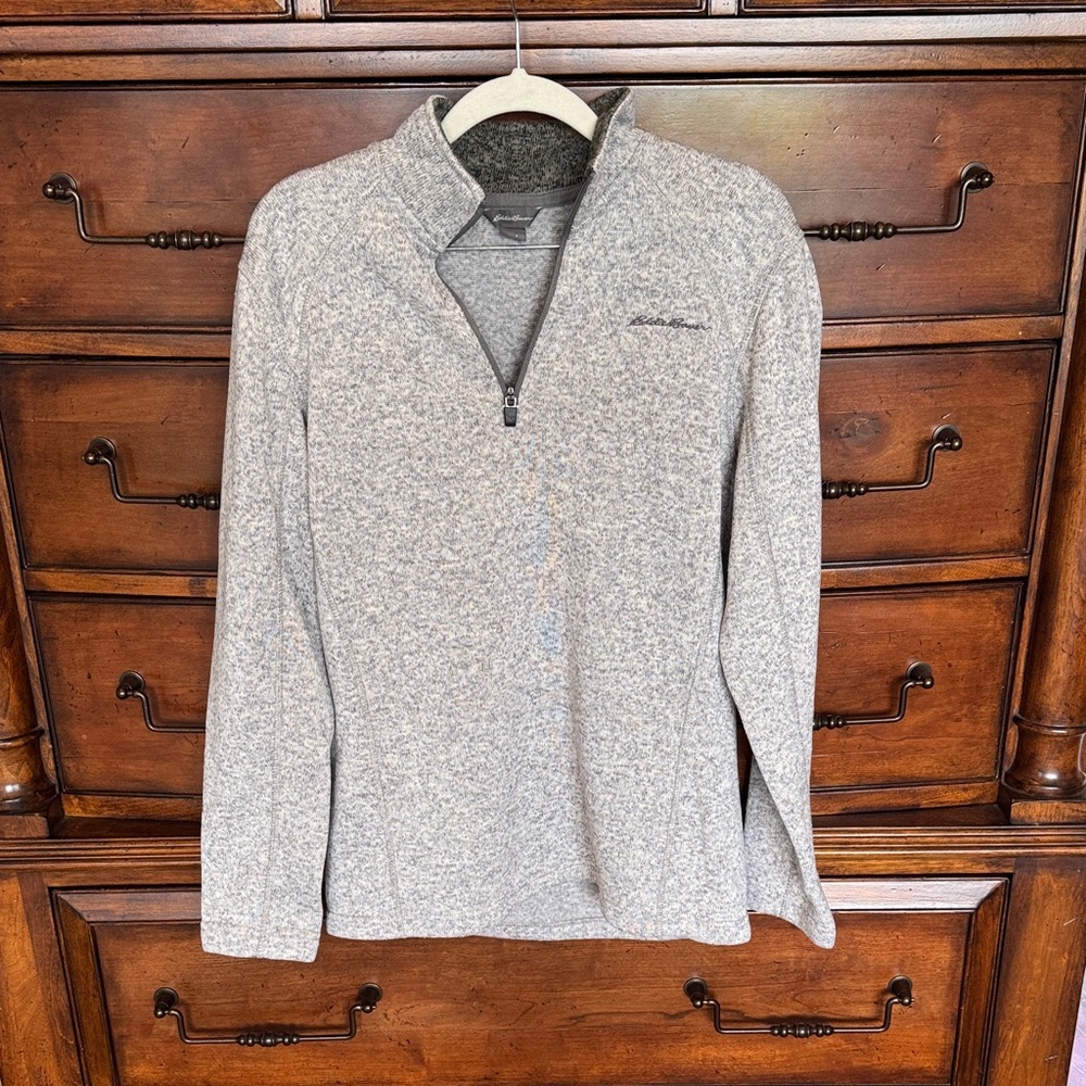 Eddie Bauer Men's Heather Gray Zip-Up Sweater